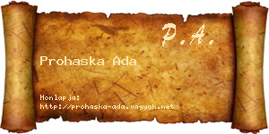 Prohaska Ada névjegykártya